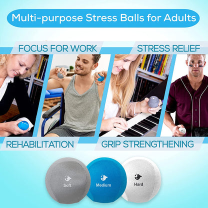 Hand Therapy Exercise Stress Ball Bundle, Tri-Density Stress Balls for Adults & Grip Strengthening, Squeeze Balls for Hand Therapy, Hand Therapy Balls, Squeeze Ball, Hand Balls for Therapy