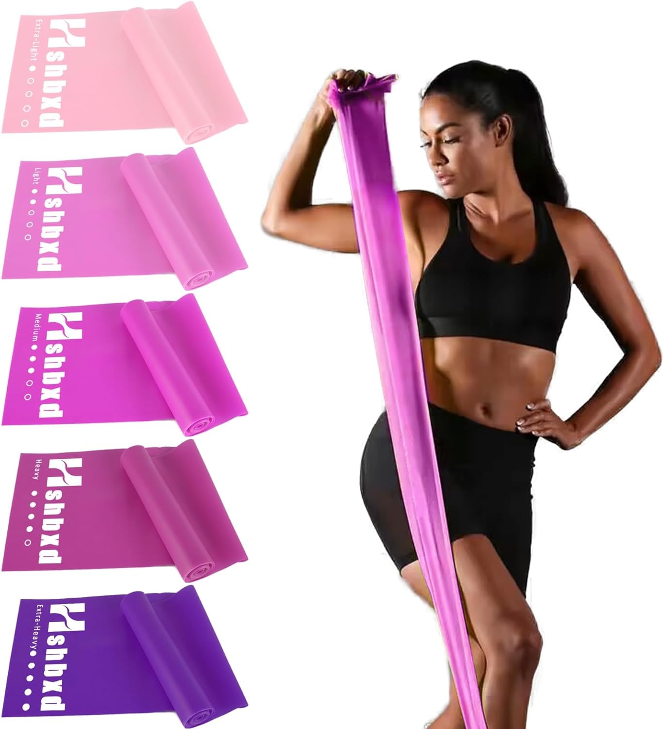 Resistance Bands for Working Out, Physical Therapy Bands, Elastic and Exercise Bands Set for Stretching, Suitable for Rehab, Yoga, Pilates, Gym, Home Exercise