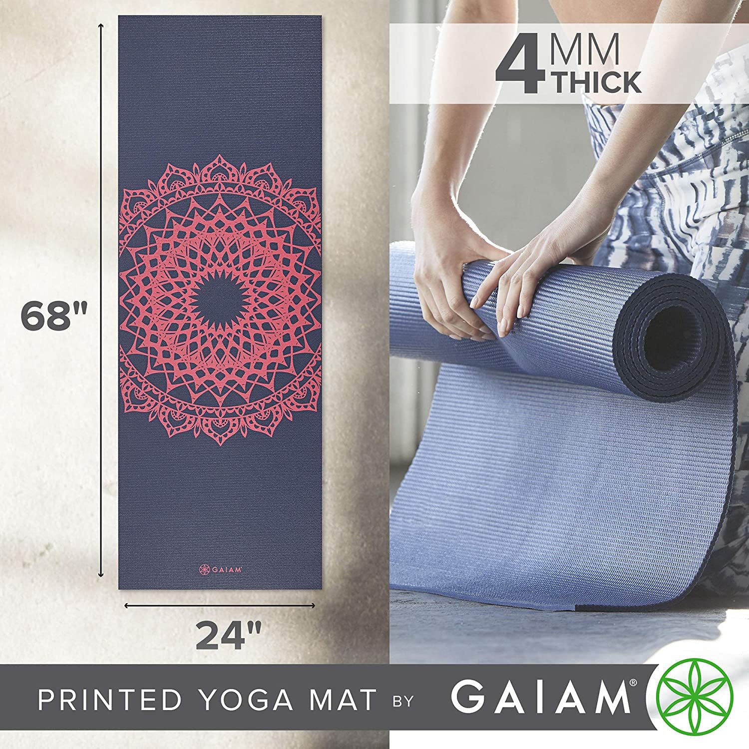 Print Yoga Mat, Non Slip Exercise & Fitness Mat for All Types of Yoga, Pilates & Floor Exercises