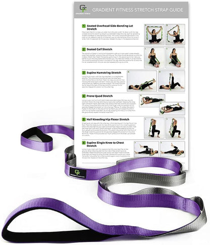 Stretching Strap for Physical Therapy, 12 Multi-Loop Stretch Strap 1.5" W X 8' L, Neoprene Handles, Physical Therapy Equipment, Yoga Straps for Stretching, Leg Stretcher