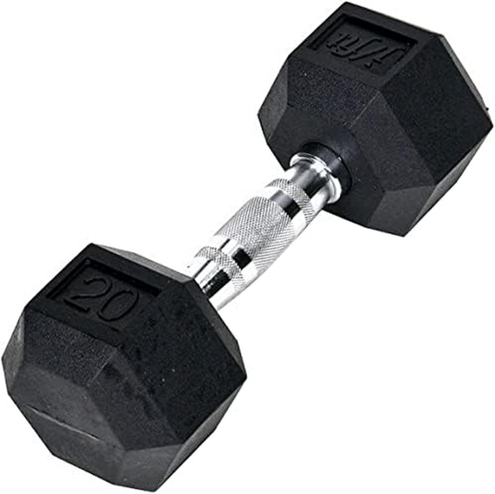 Rubber Hex Dumbbells - 8 Size Options - Hex Shaped Heads Prevent Rolling and Injury - Ergonomic Hand Weights for Exercise, Muscle, Strength and Weight Training