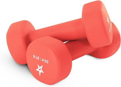 Neoprene Coated Dumbbell Hand Weight Sets of 2 - Multiple Weight Options with 15 Colors, Anti-Roll, Anti-Slip, Hexagon Shape