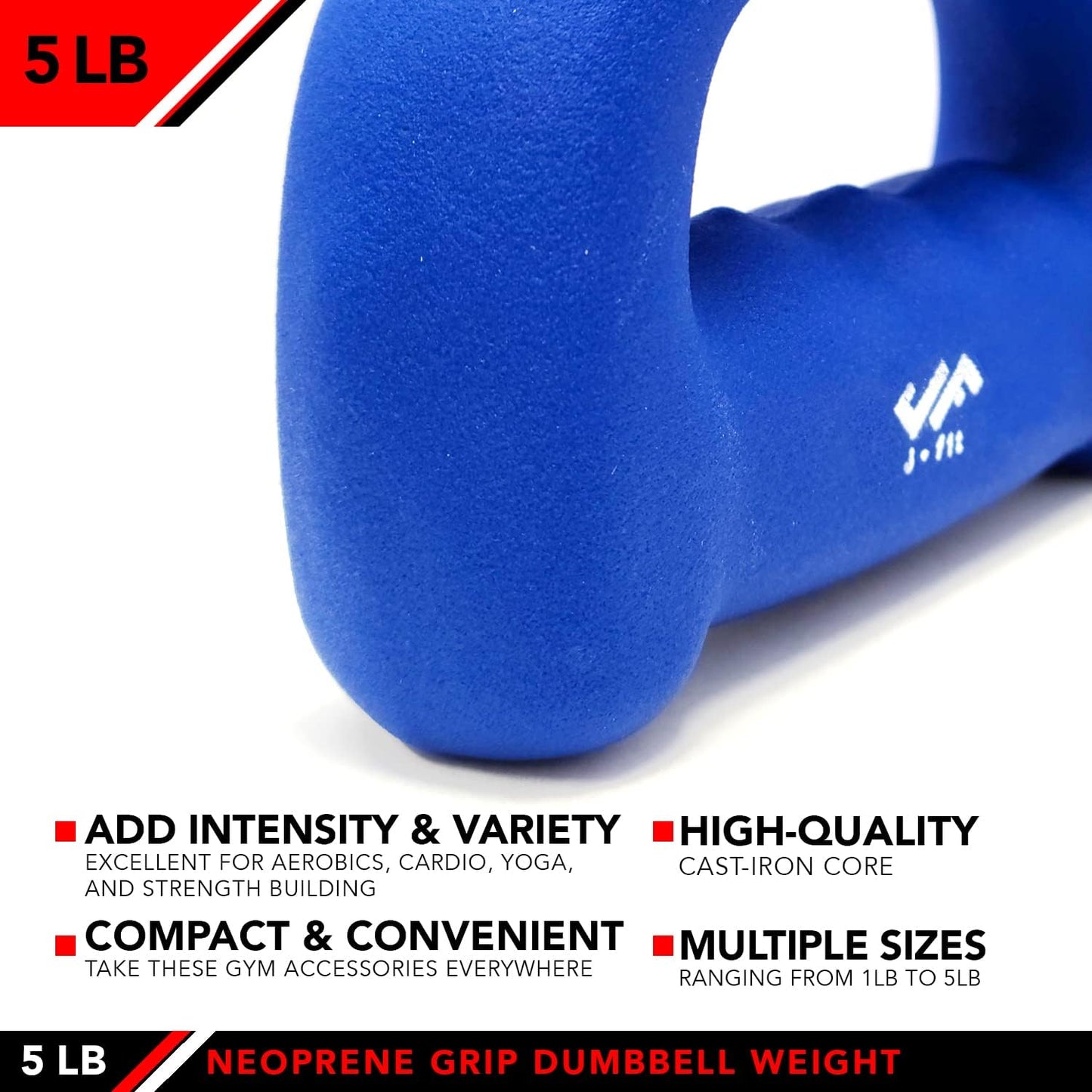 Neoprene D Grip Dumbbells - Single Weights 1LB-5LB - Premium Non-Slip, Hand Weights, Ergonomic Design