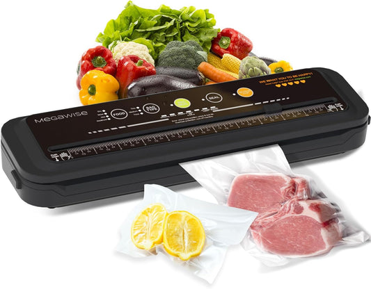 2023 Model B  Powerful & Compact Vacuum Sealer Machine One-Touch Automatic Food Sealer 4 Food Types (Cold Wet Moist Dry) & 3 Bag Types (Thick Medium Thin）Omni MACHINE (Black)