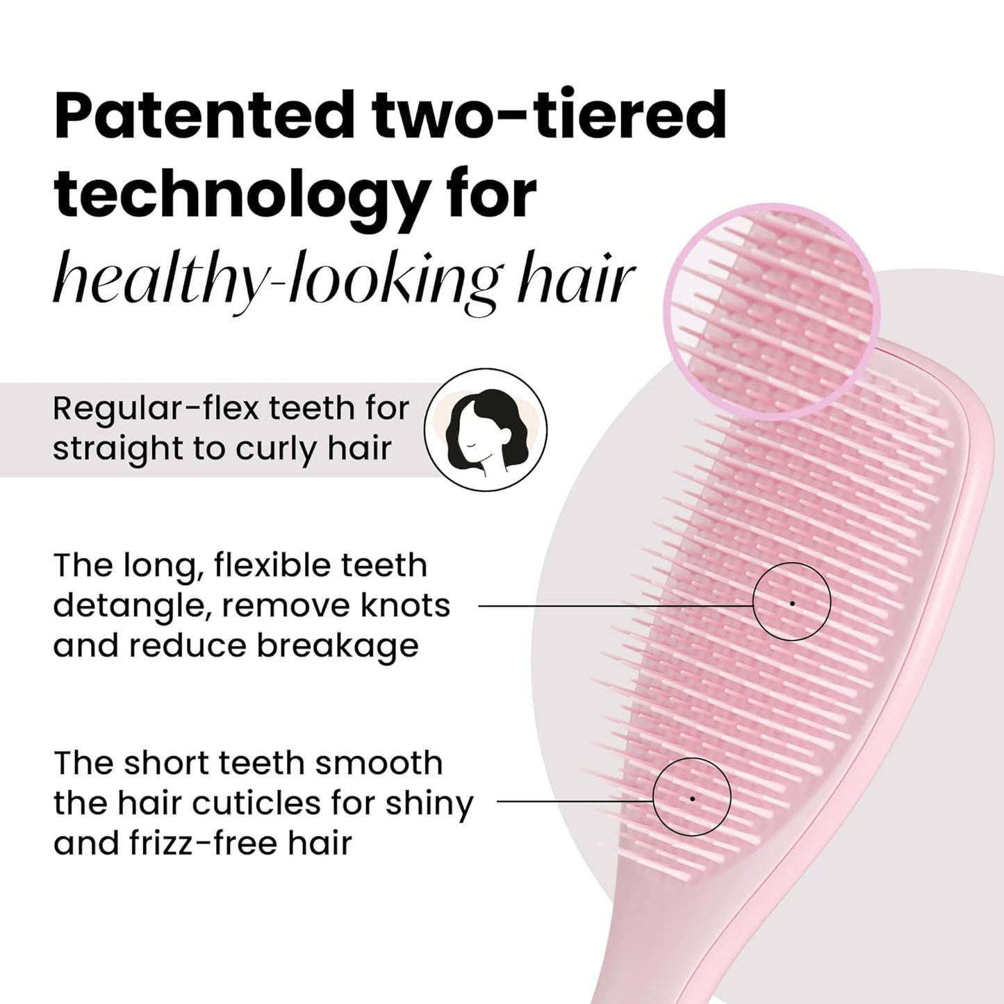 Ultimate Detangler Hairbrush for Wet & Dry Hair, Eliminates Knots & Reduces Breakage for All Hair Types, Millennial Pink