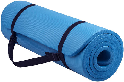 All Purpose 1/2-Inch Extra Thick High Density Anti-Tear Exercise Yoga Mat with Carrying Strap with Optional Yoga Blocks, Multiple Colors