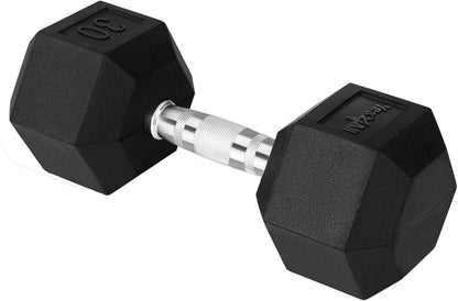 Chrome Grip Encased Hex Dumbbells – Hand Weights with Anti-Slip 5-50 LBS Single