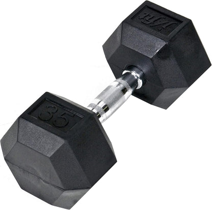 Rubber Hex Dumbbells - 8 Size Options - Hex Shaped Heads Prevent Rolling and Injury - Ergonomic Hand Weights for Exercise, Muscle, Strength and Weight Training