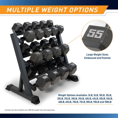 Cast Iron Hex Dumbbells Collection - Available Size from 3-Lb to 100-Lb, SOLD INDIVIDUALLY