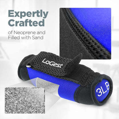 Soft Hand Weights with Adjustable Straps - Comes in 1LB Weights 2LB or 3LB 4LB - Comfortable Secure Weighted Neoprene Dumbbells with Straps for Walking Running Cardio Workout Physical Therapy