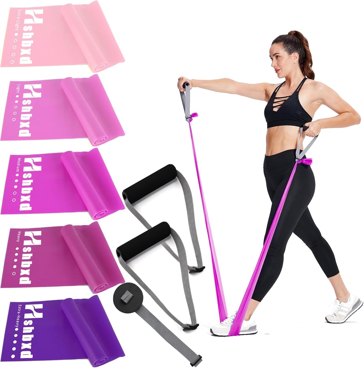 Resistance Bands for Working Out, Physical Therapy Bands, Elastic and Exercise Bands Set for Stretching, Suitable for Rehab, Yoga, Pilates, Gym, Home Exercise