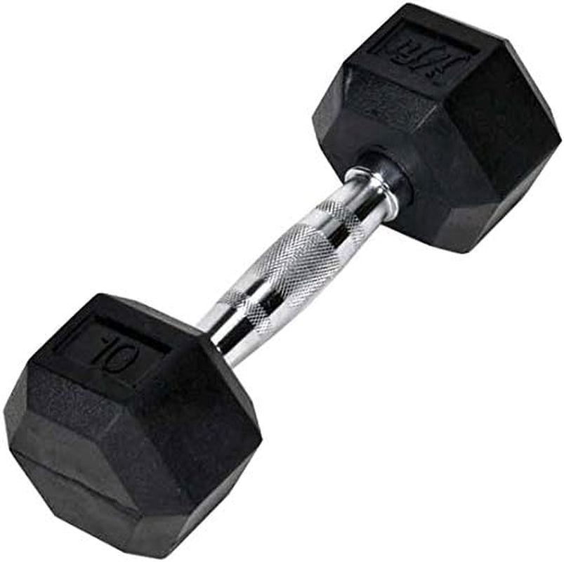 Rubber Hex Dumbbells - 8 Size Options - Hex Shaped Heads Prevent Rolling and Injury - Ergonomic Hand Weights for Exercise, Muscle, Strength and Weight Training