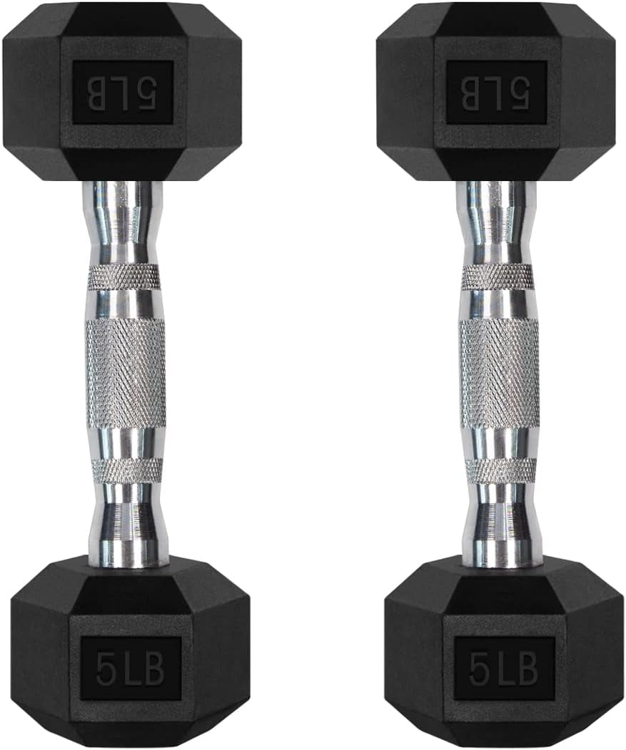 5-300LBS Rubber Encased Hex Dumbbell Sets with Optional Rack for Home Gym, Coated Hand Weights for Strength Training, Workouts