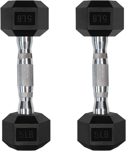 5-300LBS Rubber Encased Hex Dumbbell Sets with Optional Rack for Home Gym, Coated Hand Weights for Strength Training, Workouts