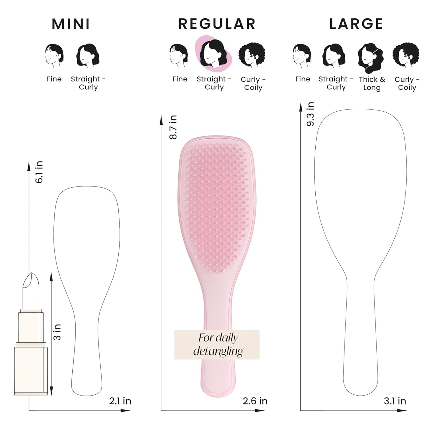 Ultimate Detangler Hairbrush for Wet & Dry Hair, Eliminates Knots & Reduces Breakage for All Hair Types, Millennial Pink