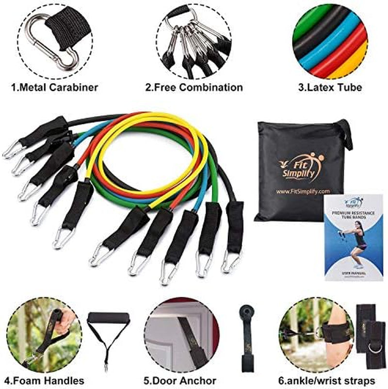 Resistance Tube Bands 12 Piece Set with Instruction Booklet