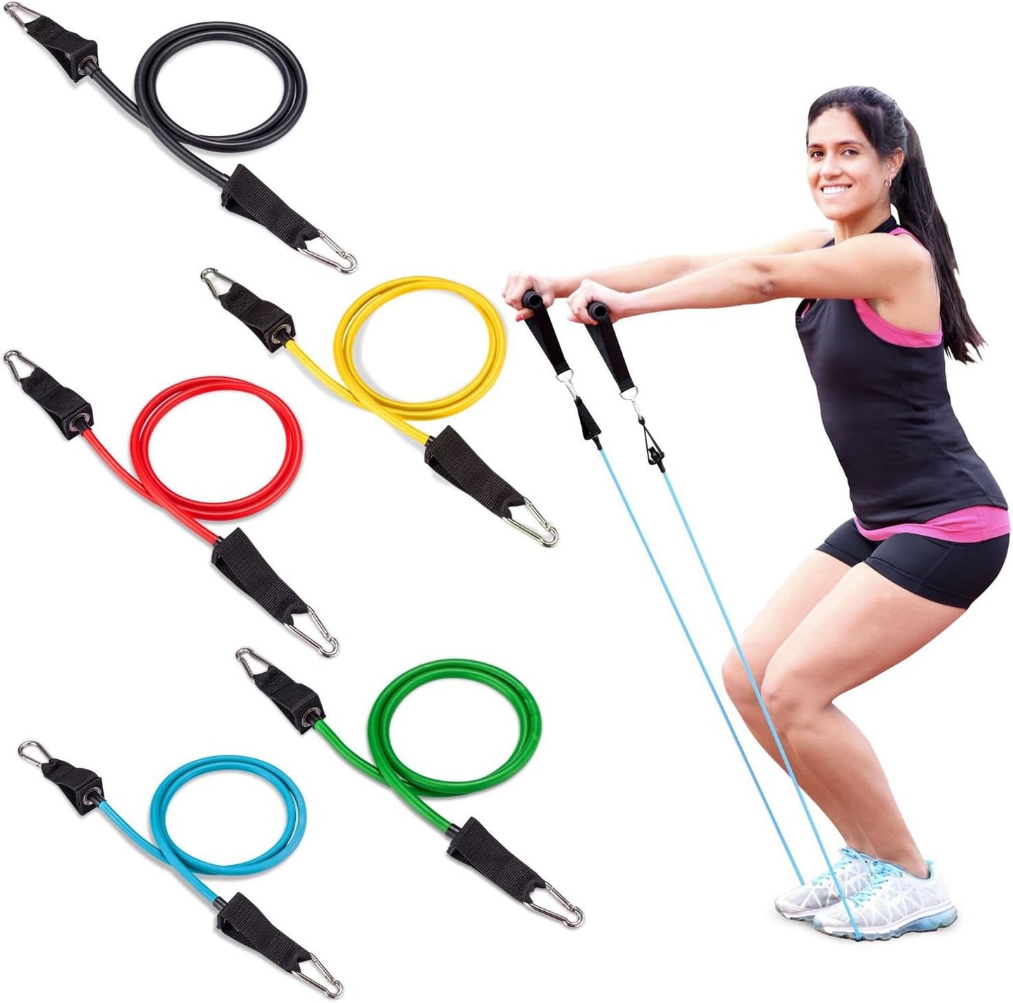 Resistance Tube Bands 12 Piece Set with Instruction Booklet