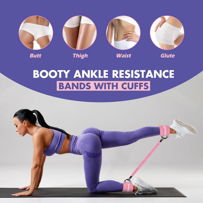 Ankle Resistance Bands with Cuffs, Ankle Bands for Working Out, Ankle Resistance Band, Glutes Workout Equipment, Butt Exercise Fitness Equipment for Women and Booty - Perfect for Home Gym Workout