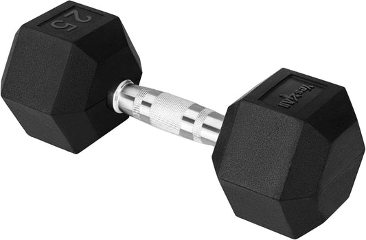 Chrome Grip Encased Hex Dumbbells – Hand Weights with Anti-Slip 5-50 LBS Single