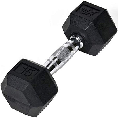 Rubber Hex Dumbbells - 8 Size Options - Hex Shaped Heads Prevent Rolling and Injury - Ergonomic Hand Weights for Exercise, Muscle, Strength and Weight Training