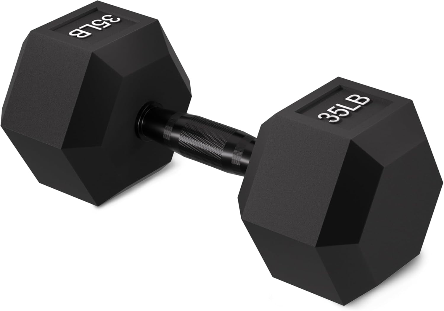 Rubber Encased Exercise & Fitness Hex Dumbbell, Hand Weights with Anti-Slip Metal Handle for Home Gym, Multiple Sizes