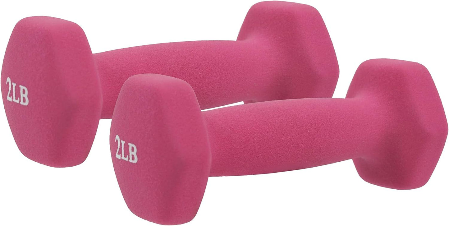 Neoprene Coated Hex Shaped Dumbbell Non-Slip Fitness Weights for Home Gym Exercise, Full Body Workout Strength Building, Weight Loss, Sold in Pairs - Sizes - 2LB, 5LB, 8LB, 10LB