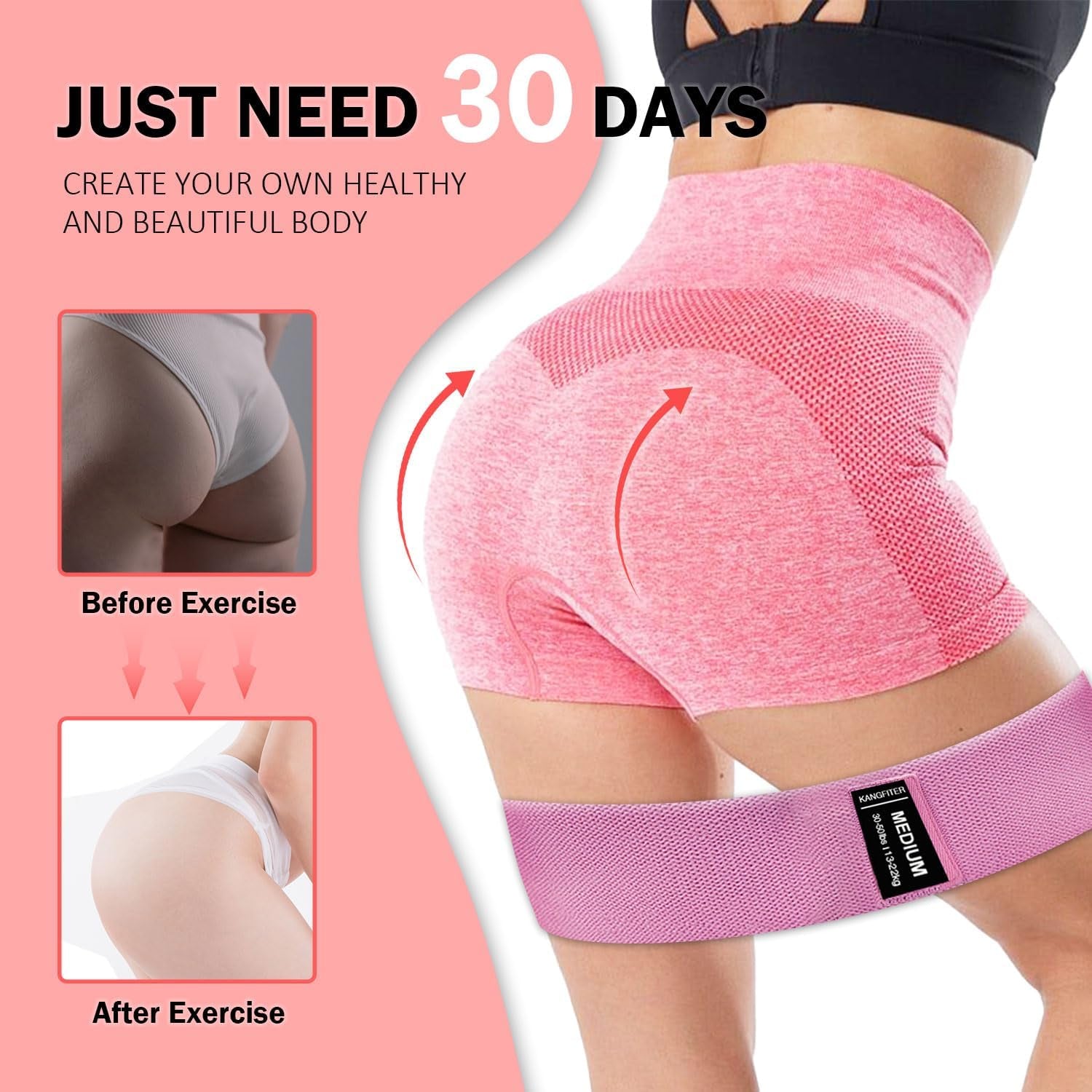 Non-Slip Fabric Resistance Bands for Working Out, Loop Exercise Bands for Booty Leg, Butt, Glute, Stretch Workout Bands for Women & Men, Hip Elastic Bands for Home Gym Fitness, Yoga, Pilates