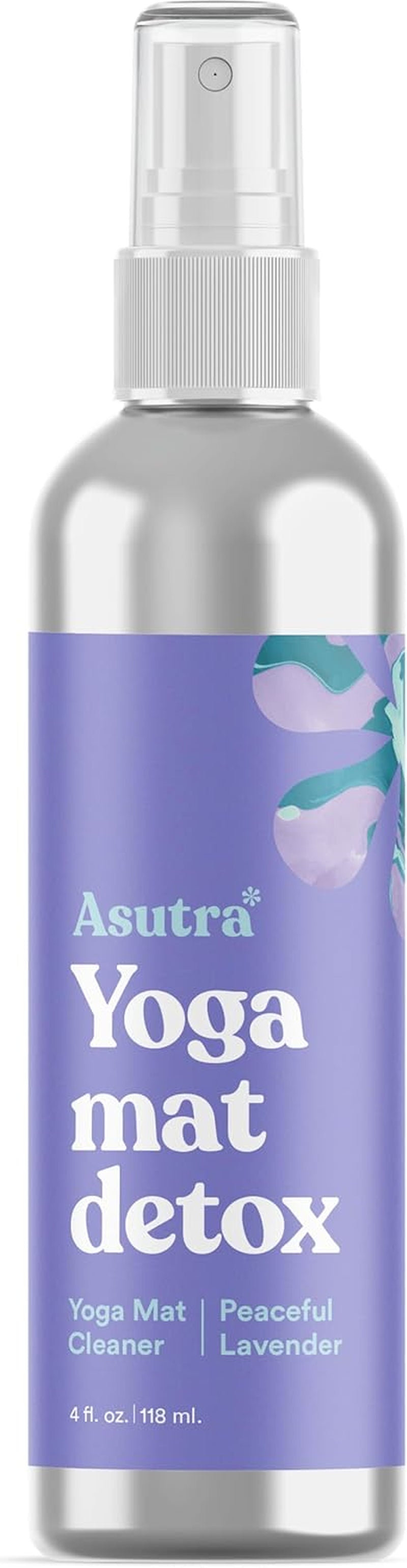 Yoga Mat Cleaner Spray (Peaceful Lavender), 4 Fl Oz - No Slippery Residue, Organic Essential Oils, Deep-Cleansing for Fitness Gear & Gym Equipment, Microfiber Towel Included