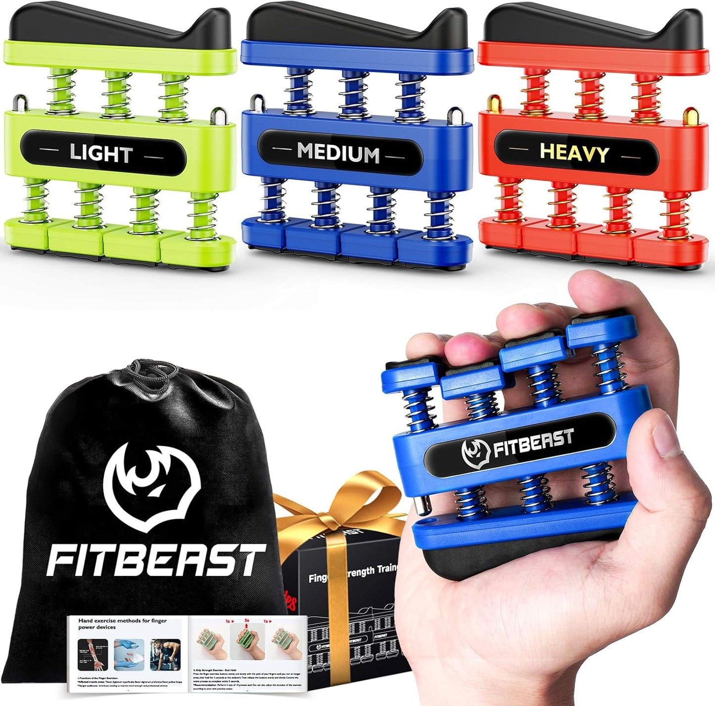 Finger Strengthener, Finger Exerciser, Hand Exerciser for Improve Dexterity and Strength in Fingers, Hands, Forearms– Grip Strength Trainer for Musicians, Climbers, and Therapy