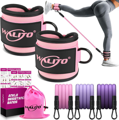 Ankle Resistance Bands with Cuffs, Ankle Bands for Working Out, Ankle Straps for Women, Exercise Bands for Legs and Butt, Booty Workout Equipment for Kickbacks Hip Fitness Training