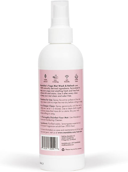 Yoga Natural Mat Wash and Refresh - 100% Natural, Essential Oils, Non Irritating, Pet Friendly, Fresh Scent, Various Sizes and Scents