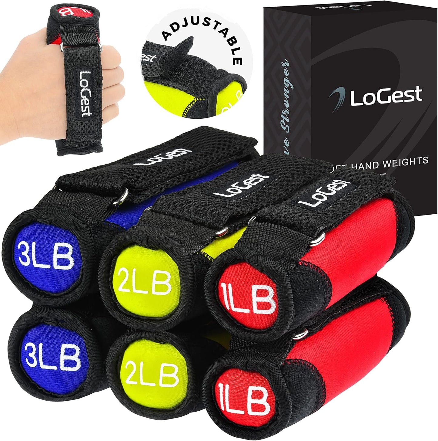 Soft Hand Weights with Adjustable Straps - Comes in 1LB Weights 2LB or 3LB 4LB - Comfortable Secure Weighted Neoprene Dumbbells with Straps for Walking Running Cardio Workout Physical Therapy