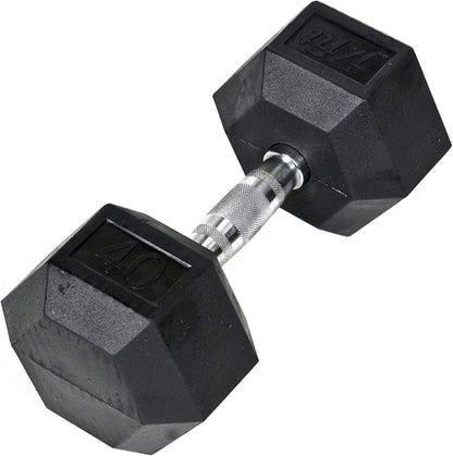 Rubber Hex Dumbbells - 8 Size Options - Hex Shaped Heads Prevent Rolling and Injury - Ergonomic Hand Weights for Exercise, Muscle, Strength and Weight Training