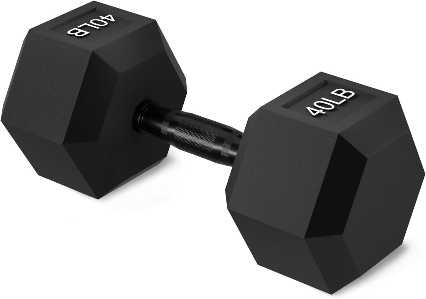 Rubber Encased Exercise & Fitness Hex Dumbbell, Hand Weights with Anti-Slip Metal Handle for Home Gym, Multiple Sizes