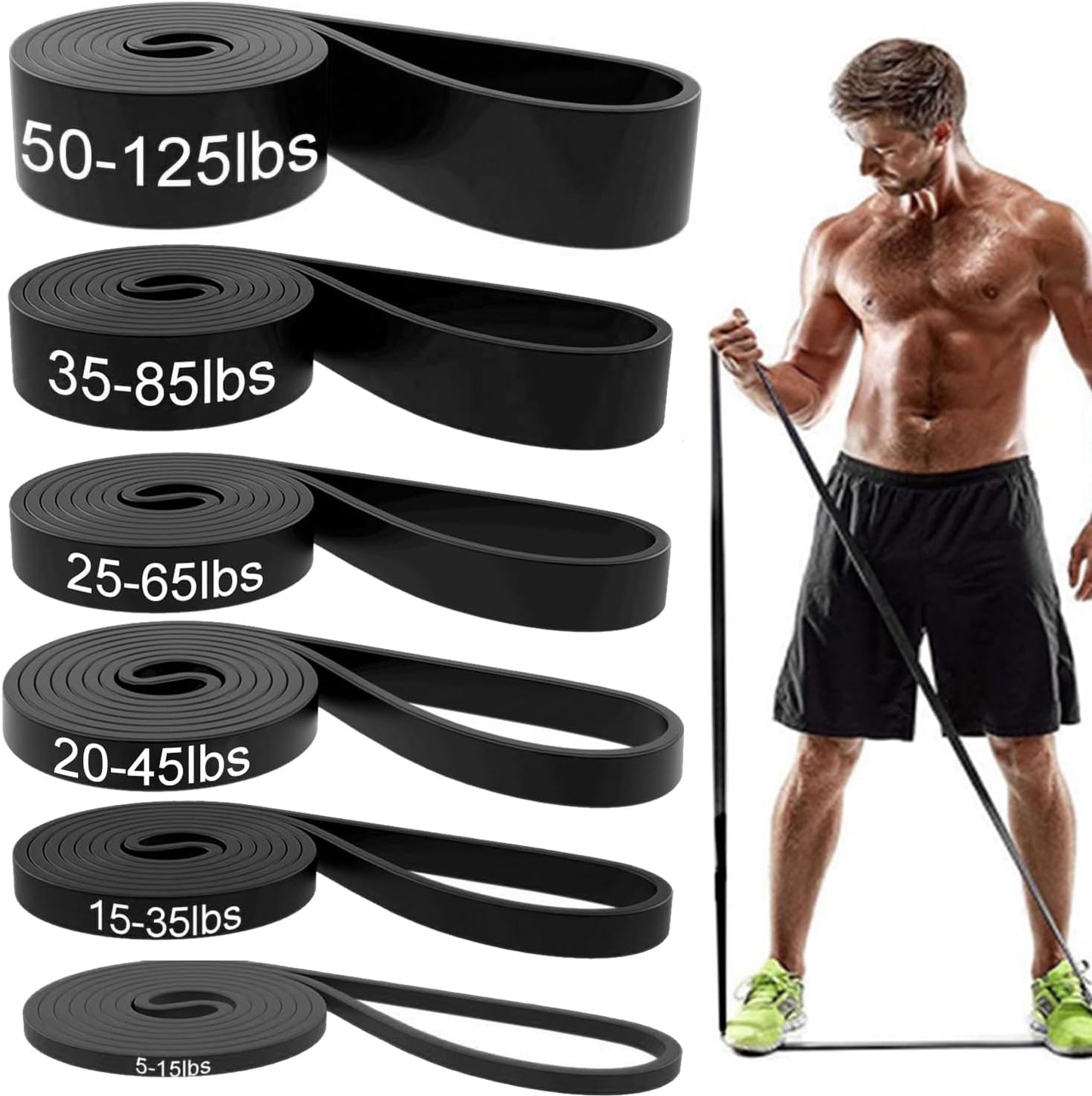 Resistance Bands, Pull up Assist Bands - Workout Bands, Eexercise Bands, Long Resistance Bands Set for Working Out, Fitness, Training, Physical Therapy for Men Women