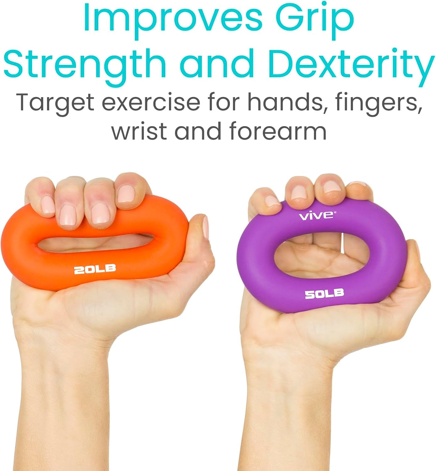 Hand Strengthener Grip Ring - Forearm Ring Hand Exercisers - Silicone Squeezer Gripper for Muscle Strengthening Training Tool - Arthritis Finger Physical Therapy PT Kit Trainer