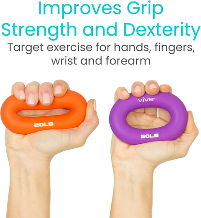 Hand Strengthener Grip Ring - Forearm Ring Hand Exercisers - Silicone Squeezer Gripper for Muscle Strengthening Training Tool - Arthritis Finger Physical Therapy PT Kit Trainer