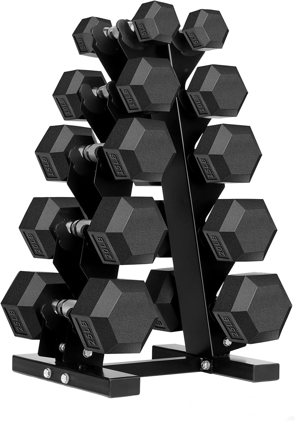 Hex Dumbbells Rubber Coated Cast Iron Hex Black Dumbbell Free Weights for Exercises