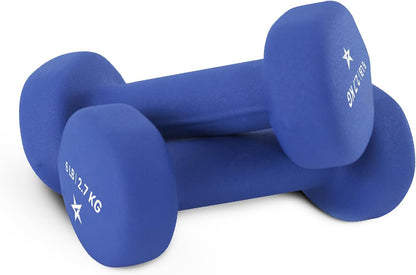 Neoprene Coated Dumbbell Hand Weight Sets of 2 - Multiple Weight Options with 15 Colors, Anti-Roll, Anti-Slip, Hexagon Shape