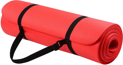 All Purpose 1/2-Inch Extra Thick High Density Anti-Tear Exercise Yoga Mat with Carrying Strap with Optional Yoga Blocks, Multiple Colors