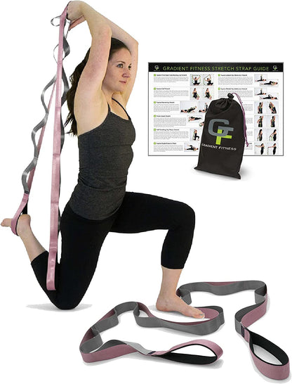 Stretching Strap for Physical Therapy, 12 Multi-Loop Stretch Strap 1.5" W X 8' L, Neoprene Handles, Physical Therapy Equipment, Yoga Straps for Stretching, Leg Stretcher