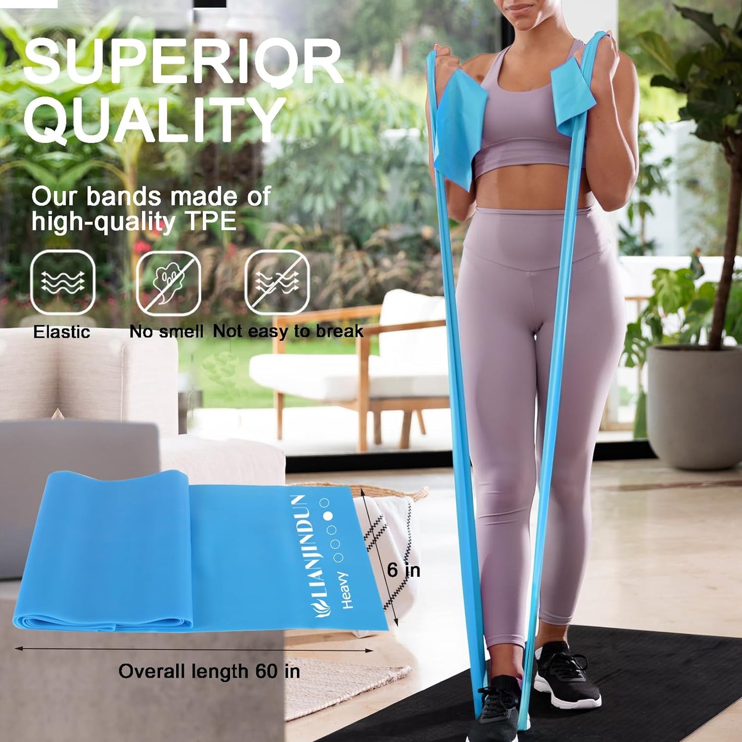 5 Pcs Professional Resistance Bands. Latex-Free, Elastic Band, Work Out Bands, Stretch Bands for Working Out Women or Men, Exercise Bands Set for Physical Therapy, Yoga, Pilates