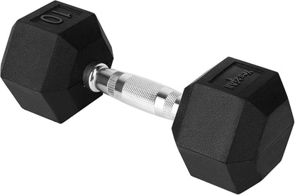 Chrome Grip Encased Hex Dumbbells – Hand Weights with Anti-Slip 5-50 LBS Single