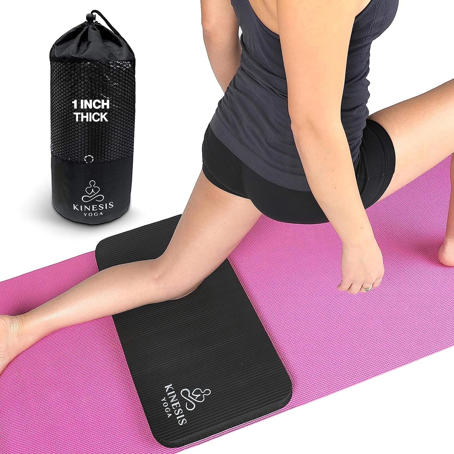 Knee Pad Cushion - Extra Thick 1 Inch (25Mm) for Pain Free Yoga - Includes Breathable Mesh Bag for Easy Travel and Storage (Does Not Include Yoga Mat)