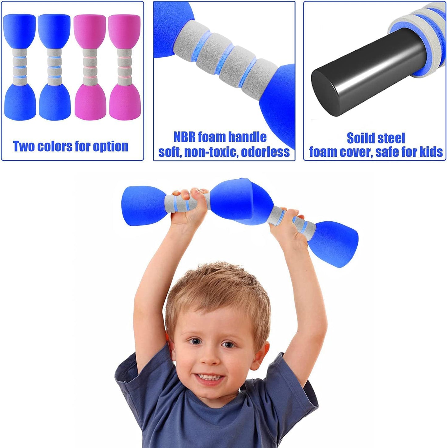 Kids Weight Set - a Pair of 2 Dumbbells for Toddler Childrens Exercise - Foam Dumbbell 1.5Lbs Weights Workout Equipment