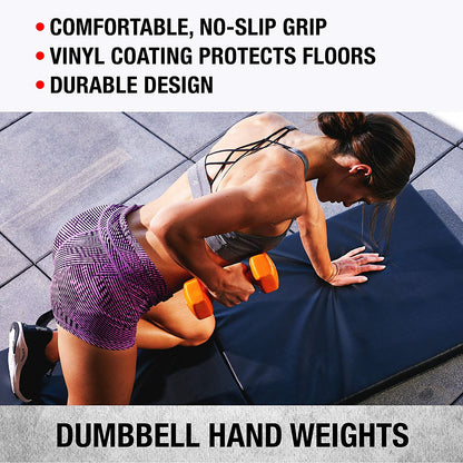 Dumbbells Hand Weights Set of 2 - Vinyl Coated Exercise & Fitness Dumbbell for Home Gym Equipment Workouts Strength Training Free Weights for Women, Men (1-10 Pound, 12, 15, 18, 20 Lb)