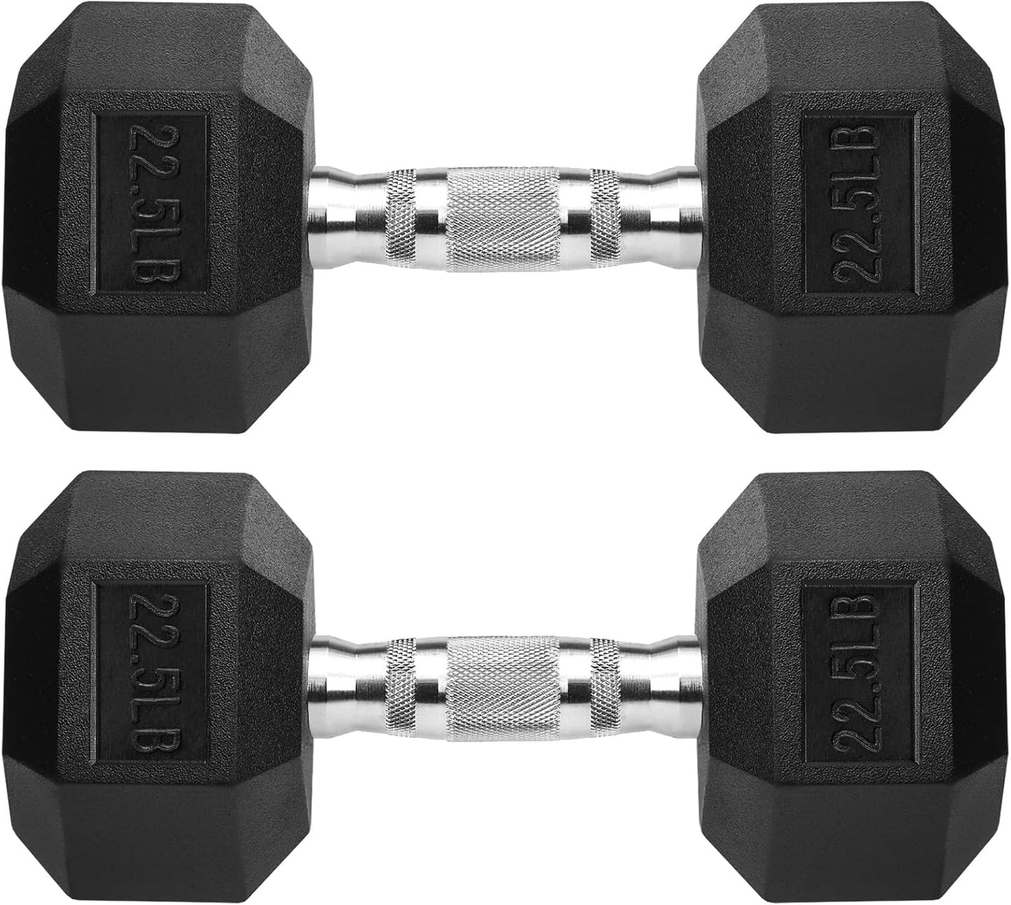 Hex Dumbbells Rubber Coated Cast Iron Hex Black Dumbbell Free Weights for Exercises