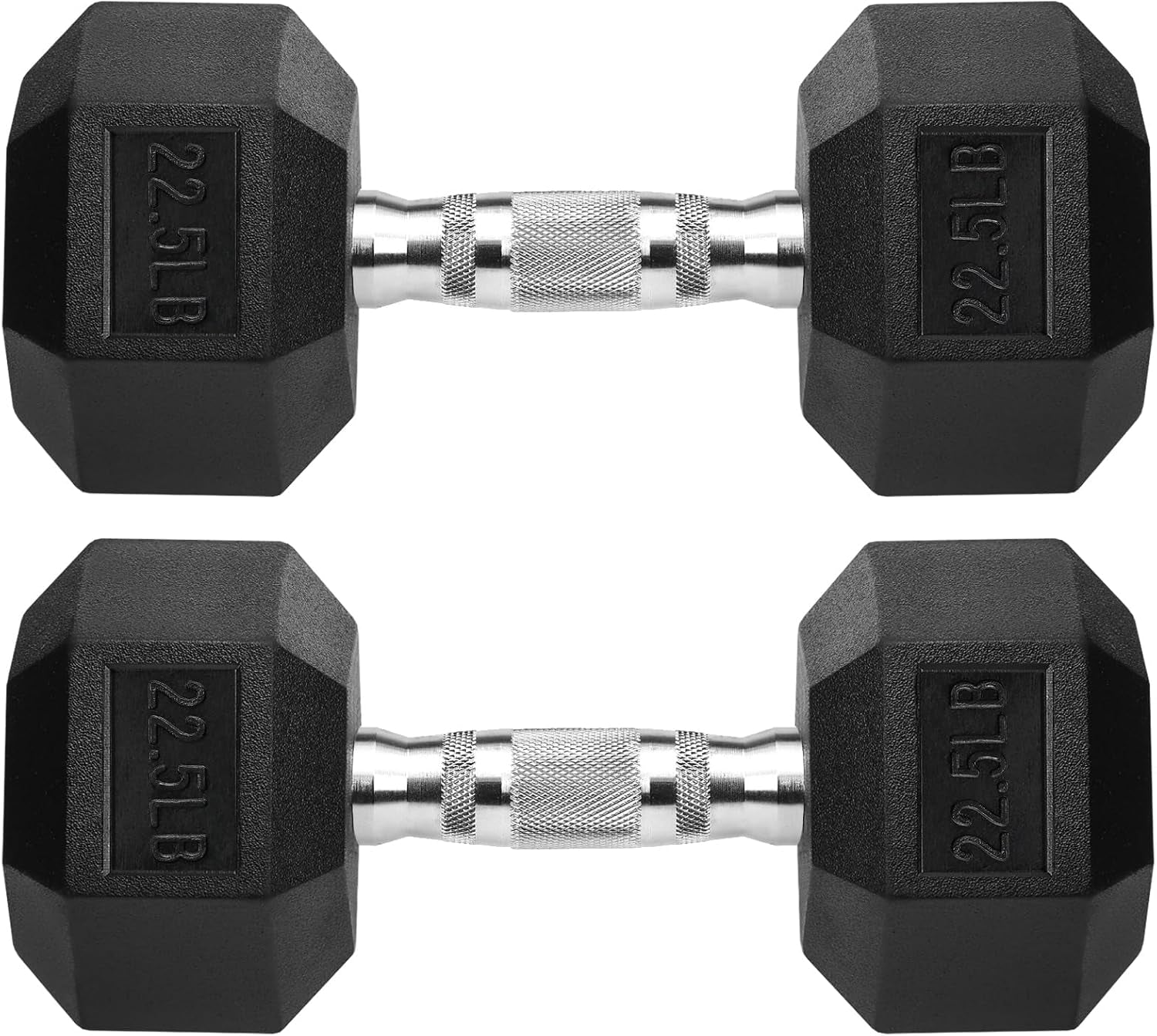 Hex Dumbbells Rubber Coated Cast Iron Hex Black Dumbbell Free Weights for Exercises