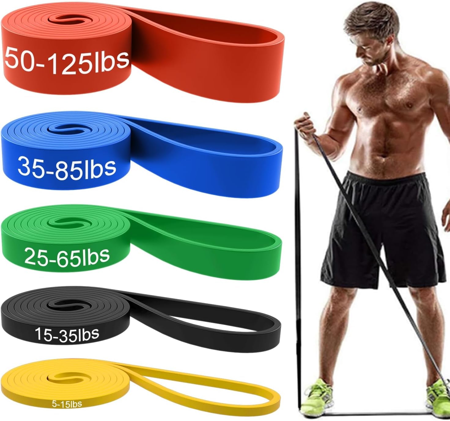 Resistance Bands, Pull up Assist Bands - Workout Bands, Eexercise Bands, Long Resistance Bands Set for Working Out, Fitness, Training, Physical Therapy for Men Women