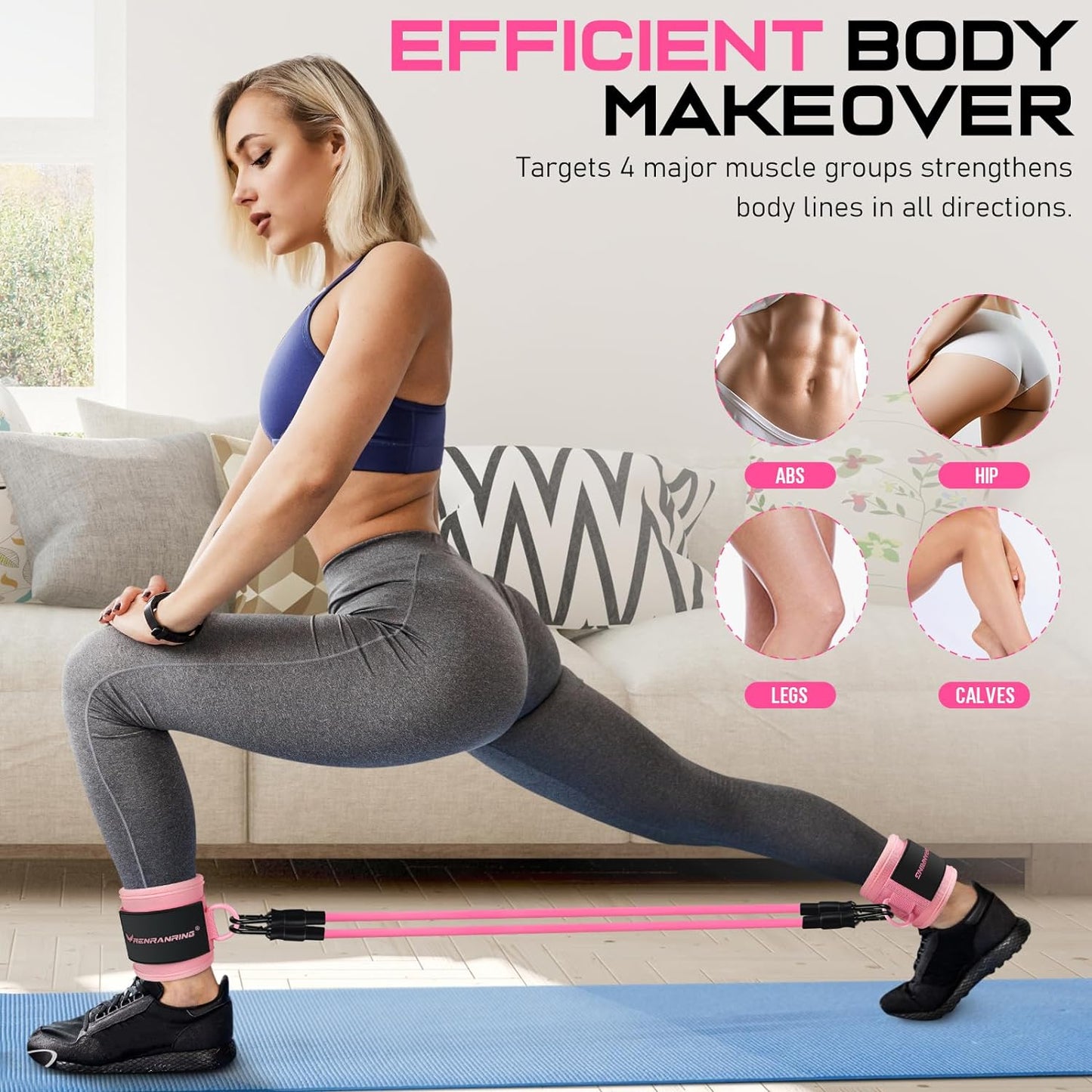 Ankle Resistance Bands, Ankle Bands for Working Out with Cuffs, Ankle Resistance Band, Glutes Workout Equipment, Butt Exercise Equipment for Women Legs and Glutes